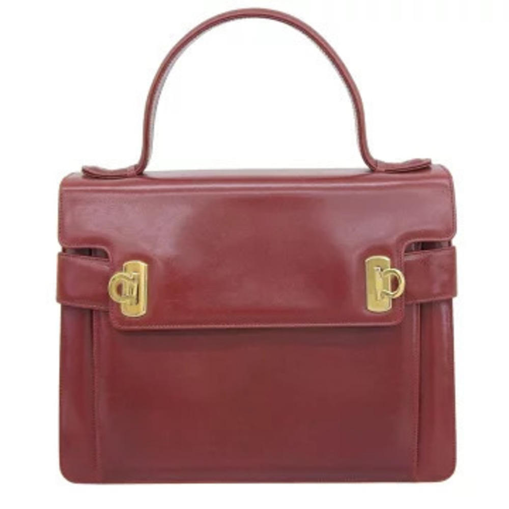 Salvatore Ferragamo Gancini Leather Bordeaux Shoulder Bag Purple